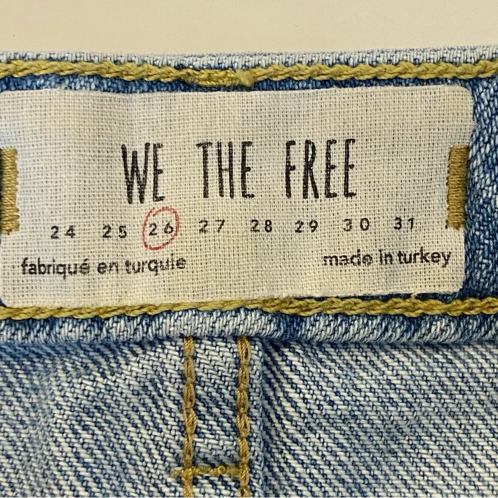 Free People We the Free Jean Mini Skirt XS Button Fly Cotton Distressed Denim